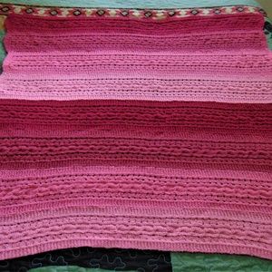 Vintage Handmade Crochet Afghan-Shades of Pink